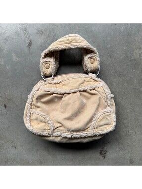 Vintage Y2K Unionbay Faux Shearling Mini Handbag Cream Purse Tote